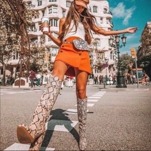 Zara Faux leather 
Snakeskin print 
Knee high tall boots